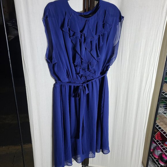 Dark Blue Ruffle Detail Dress - Picture 1 of 7